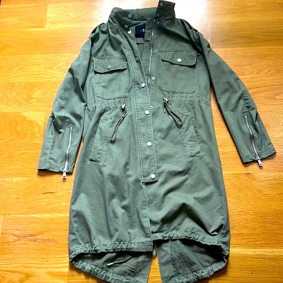 Like New! 7 for all Mankind olive green coat - Picture 1 of 5